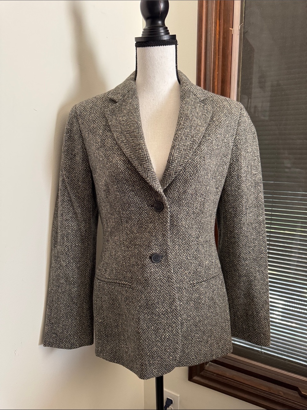 Mondi | Women's Herringbone Wool Blazer Jacket - Size 36